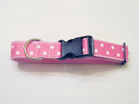 Pink dippy dots dog collar